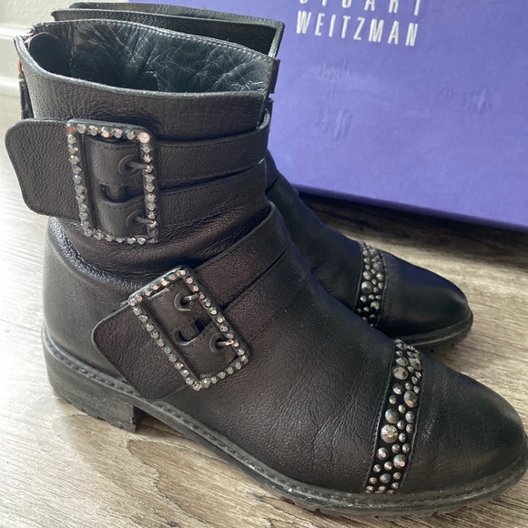 Stuart Weitzman Swarovski crystals combat boots - Picture 4 of 5